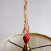 FINIAL- Handmade Red, Yellow- Orange-ish, Clear Venetian Glass Lamp Finial -Brass or Nickel, Contemporary Shape- Finials Hold Shades
