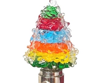 FINIAL Christmas Glass Lamp Finial,Venetian Glass,Xmas Tree Lamp Finial, Rainbow Colors Finial,Brass, Nickel, Bronze Finial Hardware
