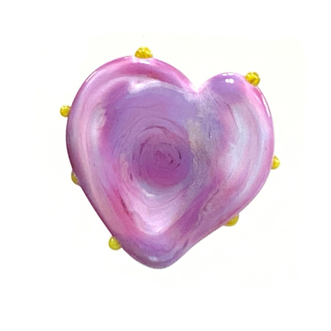 Handmade Glass Purple Heart Knob, Lime Green Dots and White Base Drawer Pull for Knobs