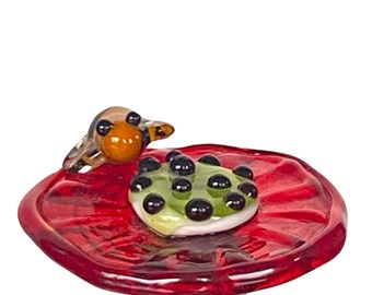 Knobs | Handcrafted Red Venetian Glass Cabinet Knobs With Bumble Bee | Drawer Pulls | For Kitchen Cabinets, Bathroom, Shutters