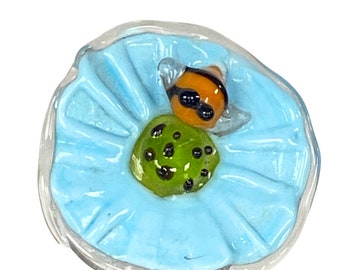 Knobs | Handcrafted Blue Venetian Glass Cabinet Knobs With Bumble Bee | Drawer Pulls | For Kitchen Cabinets, Bathroom, Shutters, Furniture