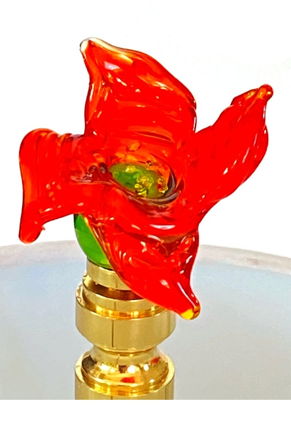 Handmade Glass Lamp Finials -Ruby Red Venetian Glass with Encased Goldstone 5 Finials SOLD Antique Brass Finish Hardware Crystal Clear Handmade Glass Lamp Finials -Ruby Red Venetian Glass with Encased Goldstone 5 Finials SOLD Antique Brass Finish Hardware Crystal Clear