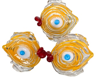 Knobs | Handcrafted Yellow Fish Venetian Glass Cabinet Knobs | Drawer Pulls | For Kitchen Cabinets, Bathroom, Shutters, & Furniture