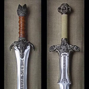 手作りのコナン・アトランティス剣レプリカ：エッチング加工ステンレス