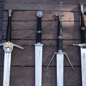 Handmade Witcher Swords: Geralt of Rivia Aerondight Replica, Stainless Steel, Set of 4