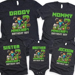 Custom MineC Family Birthday Boy Shirt,Mine Craft Family Matching Birthday Tees,Personalized Gamer Birthday T-shirt,Birthday Outfit for Kids