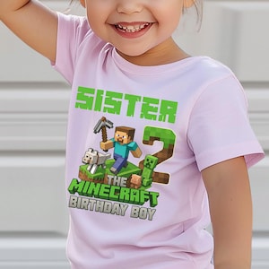 Personalized Gamer Birthday T-shirt,Custom MineC Family Birthday Boy Shirt,Mine Craft Family Matching Birthday Tees,Birthday Outfit for Kids