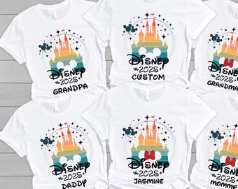 Custom Disney Castle 2025 Shirt, Disney Family Matching Shirt, Custom Disney Family 2025 Shirt, Disney Trip Shirt, Disney Rainbow Shirt