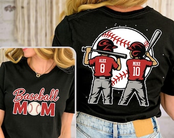 Personalized Baseball Mom Shirt with Kids Names, Custom Baseball Kids Mom Tshirts, Custom Name and Number Baseball Shirt, Sports Mom Shirt