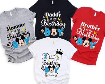 Custom Disney Mickey Birthday Boy Shirt, Personalized Family Matching Birthday Tees, Disneyland Trip Shirt