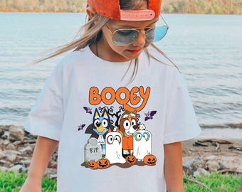 Booey Ghost Dog Shirt, Cute Halloween Tee, Spooky Cartoon Top, Funny Kids Halloween Family Shirt