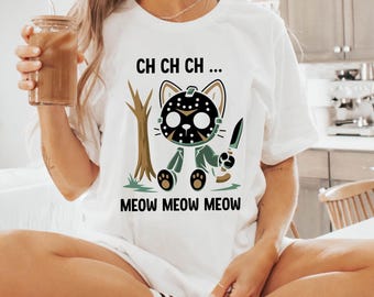 Cat Horror Halloween Shirt, Funny Scary Cat Tee, Halloween Costume Top