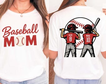 Custom Baseball Mom Shirt, Personalized Kids Name Tee, Sports Mom T-Shirt, Custom Number Baseball Top