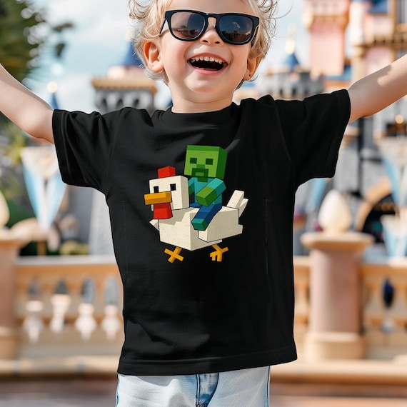 Youth Chicken Jockey Minecraft Shirt, Minecraft Movie Shirt, Gift for Gamers, Hilarious Gamer Gift, Quirky Tee for Chicken Lovers Shirt