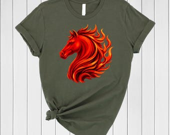 Fire Horse 2026 Lunar New Year Horse T-Shirt, Chinese Zodiac Symbol Tee