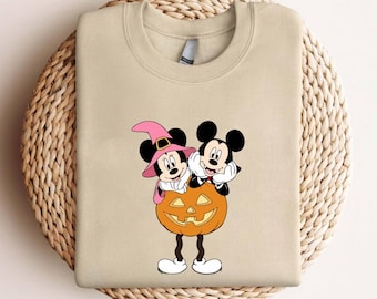Disney Halloween Sweatshirt, Mickey Minnie Pumpkin Sweater, Cute Spooky Season Top