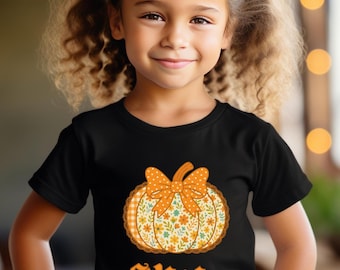 Custom Pumpkin Toddler Tee, Fall Kids Shirt, Girls Name Halloween T-Shirt