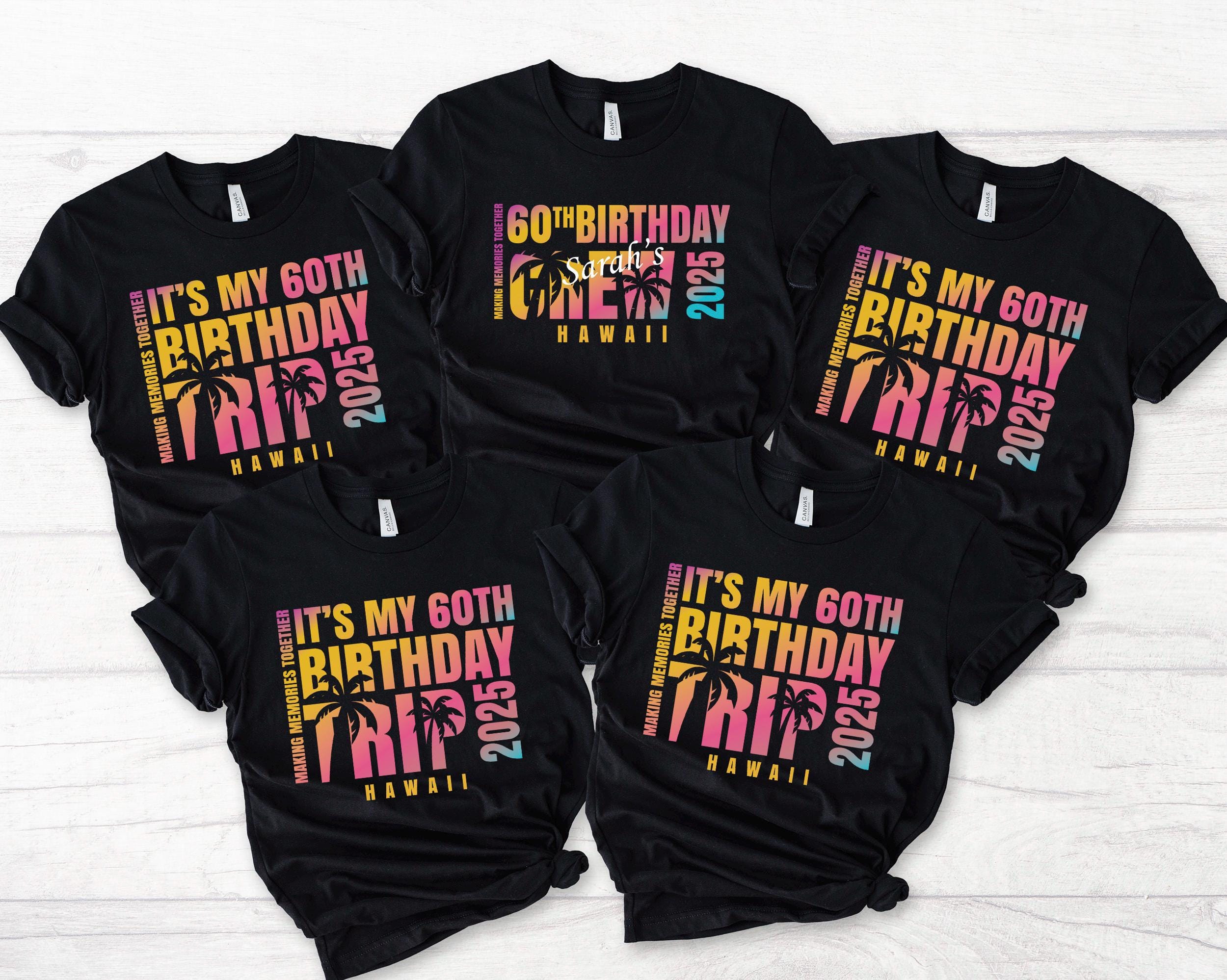 Custom Birthday Trip Shirts 2025 Matching Shirts, 50th Birthday Trip Shirts, Personalized 60th Birthday Trip Tee, Custom Beach Birthday Crew