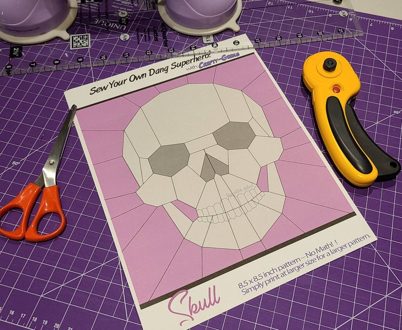 Skull EPP English Paper Piecing Sewing Pattern zdjęcie 3