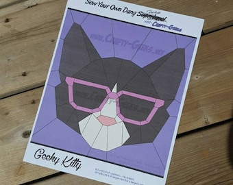 Geeky Kitty - PDF Sewing Pattern - Hipster Nerd Glasses Cat