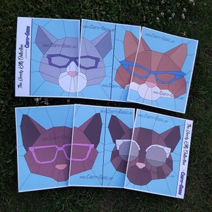 Nerdy Kitty - 4 PDF Sewing Patterns - Hipster Nerd Glasses Cat