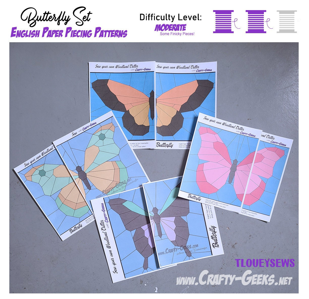 Butterfly Effect English Paper Piecing Pattern PDF Download 