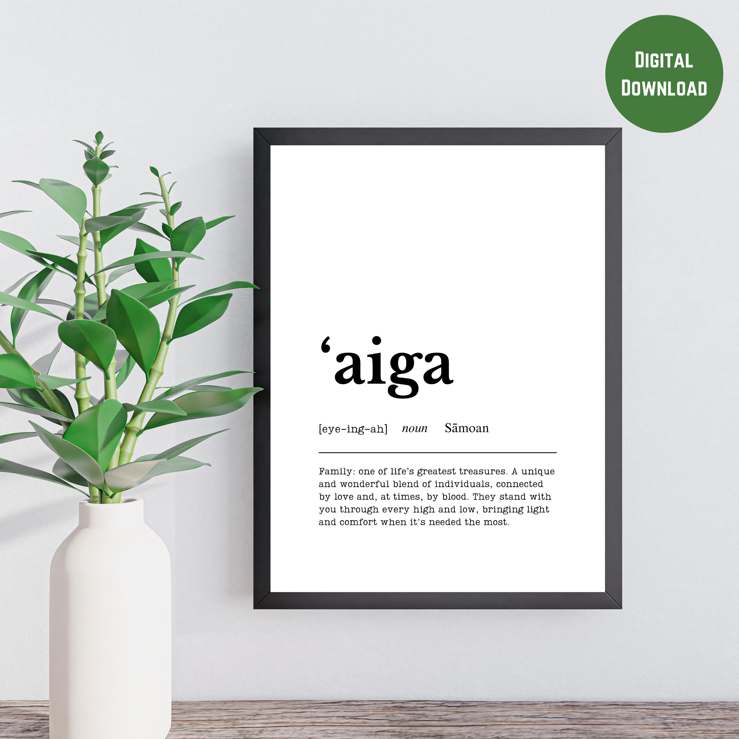 Aiga Samoan Definition Wall Art as Office Wall Decor, Home Wall Decor, Nursery Wall Art Print, Gift, Samoa, DIGITAL