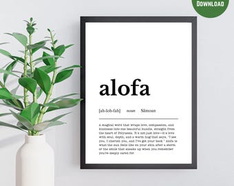 Alofa Samoan Definition Wall Art as Office Wall Decor, Home Wall Decor, Wall Art Print, Gift, Samoa, Samoan, DIGITAL
