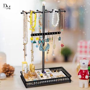 Rustic Metal Jewelry Stand – Necklace, Bracelet, Ring & Earrings Organizer– Vintage Jewelry Display Holder– Jewelry Organizer – Gift for Her