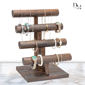 Handmade Wooden Bracelet & Watch Display Stand | Jewelry Organizer | Gift for Wife, Wedding or Her