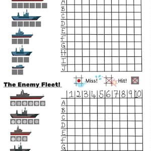 Battleships Games, Battleships Printable Paper Game, Battleships Board ...