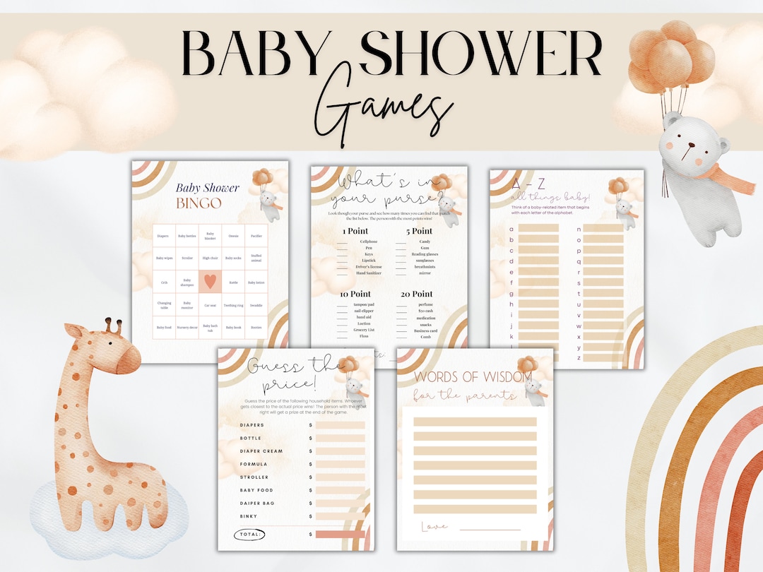 Baby Shower Games, Printable Bundle - Etsy