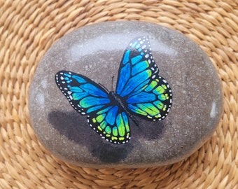 Galet funéraire papillon personnalisé-pierre commémorative/décoration funéraire cimetière/souvenir hommage pour tombe obsèques/unique