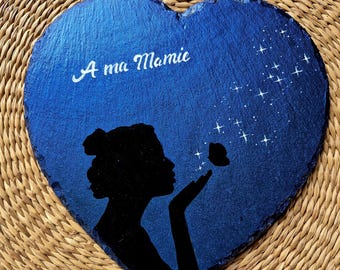 Personalized painted heart slate funeral plaque - memorial stone / cemetery decoration / personalized grave item / unique souvenir /