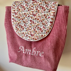 Sac à dos enfant velours côtelé personnalisable