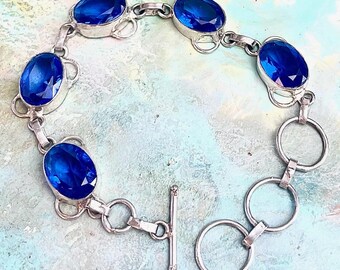 vintage】サファイヤ シルバー925 ブレスレット S 10.00 ヴィンテージ