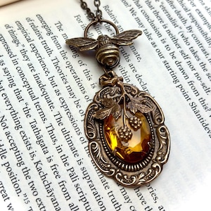 Vintage Royal Golden Honey Bee Vines 18 "Halskette 3" Tropfenlänge