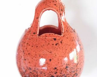 Red - Highfired stoneware clay Pear Birdfeeder