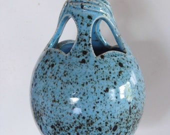 Blue - Highfired stoneware clay Pear Birdfeeder
