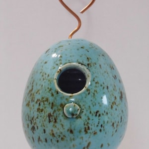 High fired stoneware clay, Bonnet Blue Bird House