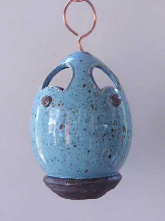 Bonnet Blue Highfired Stoneware Clay Birdfeeder Etsy