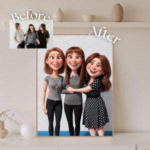 Personalized friends portrait, cartoon portrait from photo, custom cartoon friends portrait, custom friendship portrait, digital file IA