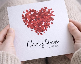 Minimalist Valentines Day Card, Romantic I Love You Card, Anniversary Love card, Love card for wife, Romantic greeting card, elegant, 085