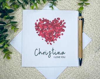 Carte minimaliste de Saint-Valentin, carte romantique je t'aime, carte d'anniversaire d'amour, carte d'amour pour femme, carte de voeux romantique, élégante, 085
