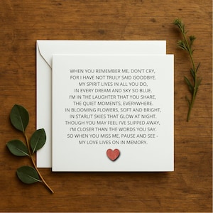 Carte de sympathie, carte de deuil, carte mémoire d'un amoureux, carte de condoléances, encouragements, carte de soutien, carte de condoléances simple, 317
