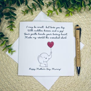 Carte de fête des mères faite main d'un enfant avec un message sincère, doux mot d'amour pour enfant, carte de fête des mères personnalisée, enfant mignon, 091