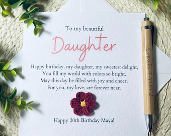 Daughter birthday card, personalised daughter birthday card, 18th 20th 30th 40th 50th birthday card,  birthday card for daughter, 002