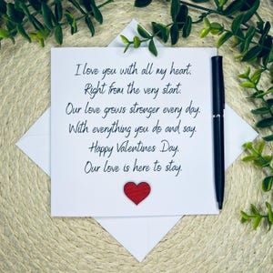 Carte d'amour pour la Saint-Valentin, message romantique avec motif coeur, parfaite pour les êtres chers, poème d'amour sincère, carte au design élégant, 065
