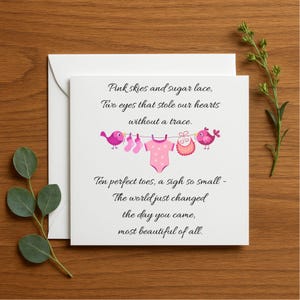 Carte de naissance pour bébé fille, voeux de bienvenue pour tout-petit, souvenir pour nouveaux parents et grands-parents, poème sincère pour nouveau-né, carte de félicitations, 163