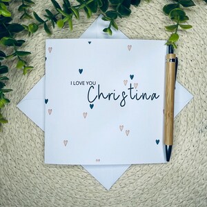 Carte minimaliste de Saint-Valentin, carte romantique je t'aime, carte d'anniversaire d'amour, carte d'amour pour femme, carte de voeux romantique, élégante, 084